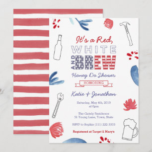 Red White and Brew Honey Do oder Paare Dusche Einladung