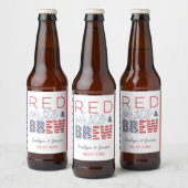 Red White and Brew USA Backyard GRILLEN Dusche Par Bierflaschenetikett (Flaschen)