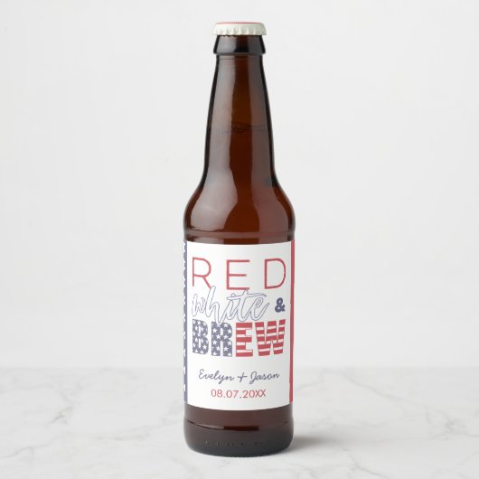 Red White and Brew USA Backyard GRILLEN Dusche Par Bierflaschenetikett (Vorderseite)
