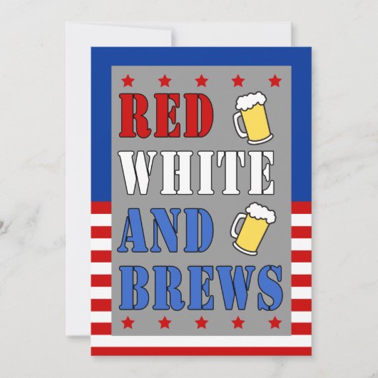 Red White and Brews 4. Juli Patriotische Einladung (Vorderseite)