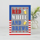 Red White and Brews 4. Juli Patriotische Einladung (Stehend Vorderseite)