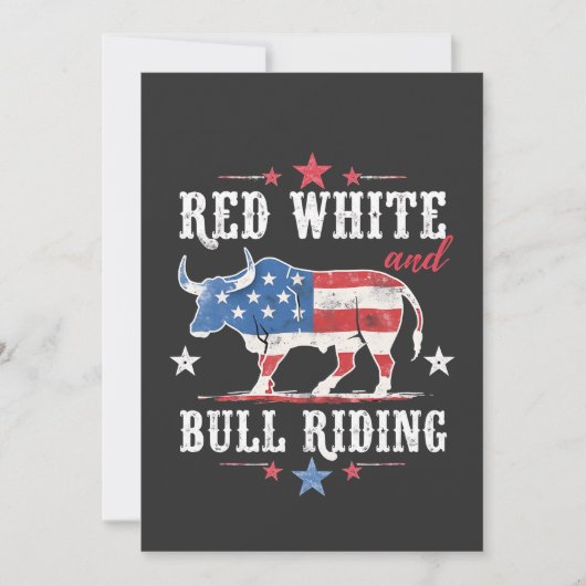 Red White and Bull Riding American Cowboys Einladung (Vorderseite)