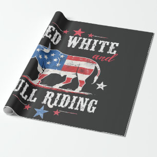 Red White and Bull Riding American Cowboys Geschenkpapier