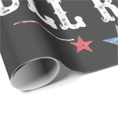 Red White and Bull Riding American Cowboys Geschenkpapier (Rolleneckpunkt)