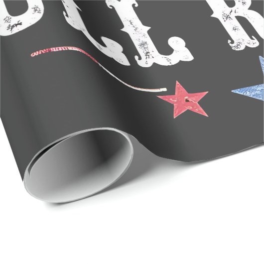 Red White and Bull Riding American Cowboys Geschenkpapier (Rolleneckpunkt)