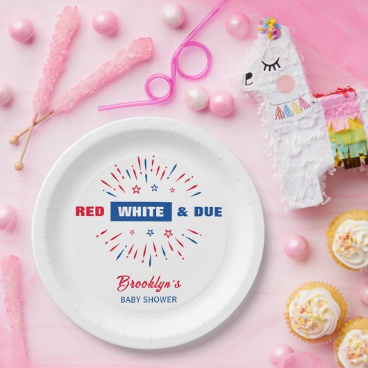 Red White and Due 4. Juli Patriotic Baby Dusche Pappteller (Party)