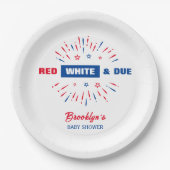Red White and Due 4. Juli Patriotic Baby Dusche Pappteller (Vorderseite)