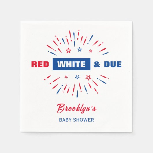 Red White and Due 4. Juli Patriotic Baby Dusche Serviette (Vorderseite)