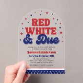 Red, White and Due 4 July Patriotic Baby Shower Acryleinladungen (Insitu (Handheld))