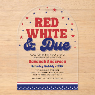 Red, White and Due 4 July Patriotic Baby Shower Acryleinladungen