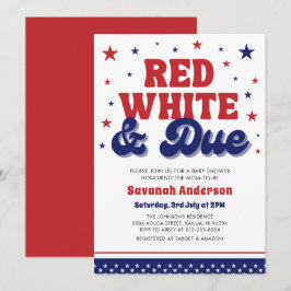 Red, White and Due 4 July Patriotic Baby Shower Einladung
