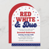 Red, White and Due 4 July Patriotic Baby Shower Einladung (Vorne/Hinten)