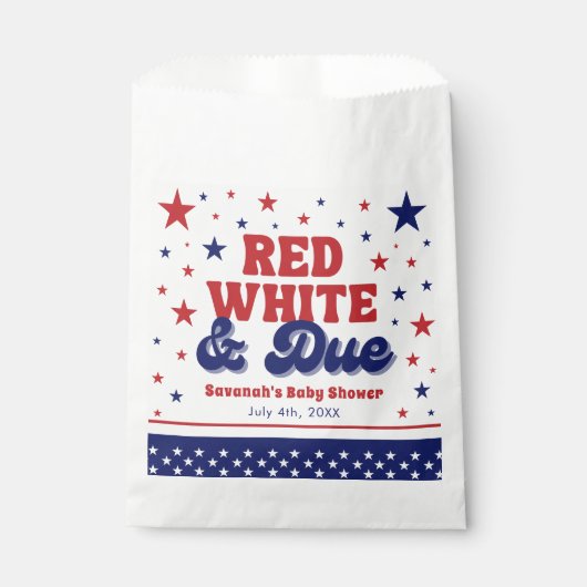 Red, White and Due 4 July Patriotic Baby Shower Geschenktütchen (Vorderseite)