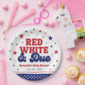 Red, White and Due 4 July Patriotic Baby Shower Pappteller (Party)