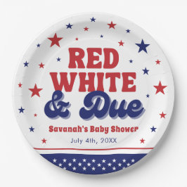 Red, White and Due 4 July Patriotic Baby Shower Pappteller
