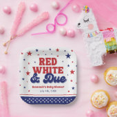 Red, White and Due 4 July Patriotic Baby Shower Pappteller (Party)