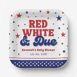 Red, White and Due 4 July Patriotic Baby Shower Pappteller