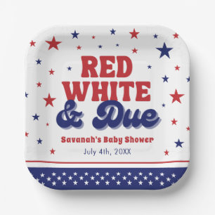 Red, White and Due 4 July Patriotic Baby Shower Pappteller