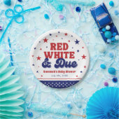 Red, White and Due 4 July Patriotic Baby Shower Pappteller (Party)