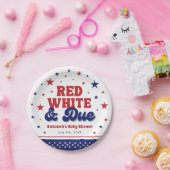 Red, White and Due 4 July Patriotic Baby Shower Pappteller (Party)
