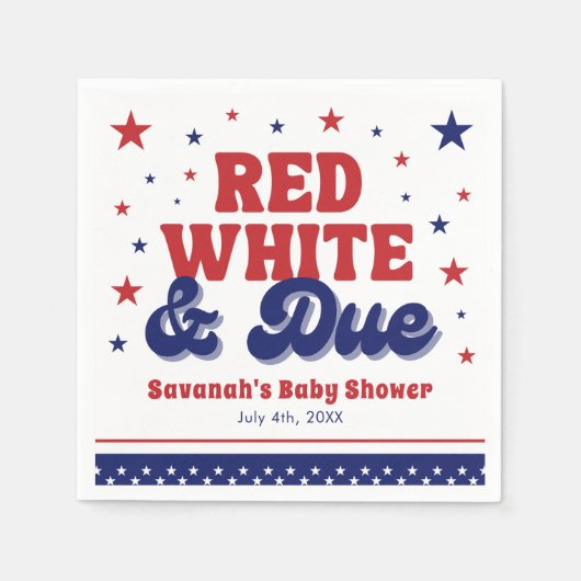 Red, White and Due 4 July Patriotic Baby Shower Serviette (Vorderseite)