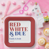 Red White and Due 4 July USA Flag Baby Shower Pappteller (Party)