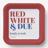 Red White and Due 4 July USA Flag Baby Shower Pappteller (Vorderseite)