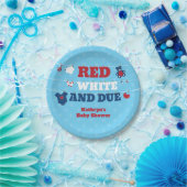 Red White and Due Baby Dusche Kleidung 4. Juli Pappteller (Party)