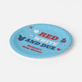 Red White and Due Baby Dusche Kleidung 4. Juli Pappteller (Schrägansicht)