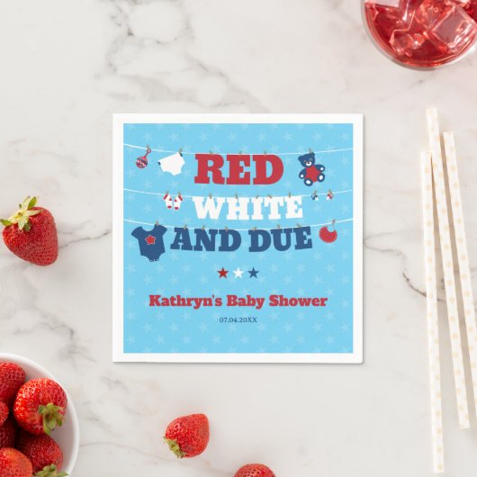 Red White and Due Baby Dusche Kleidung 4. Juli Serviette (Beispiel)