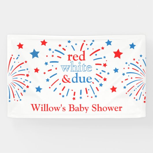 Red White and Due Baby Dusche Vinyl Banner (Horizontal)