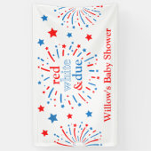 Red White and Due Baby Dusche Vinyl Banner (Vertikal)