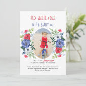 Red White and Due Baby Number 2 Floral Schwangersc Ankündigung (Stehend Vorderseite)