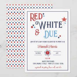 Red White and Due Baby Shower Invitation Einladung