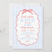 Red White and Due Baby Shower Invitation Einladung (Vorderseite)