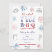 Red White and Due BabyQ 4. Juli Baby Dusche Party Einladung (Vorderseite)