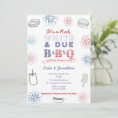 Red White and Due BabyQ 4. Juli Baby Dusche Party Einladung (Stehend Vorderseite)