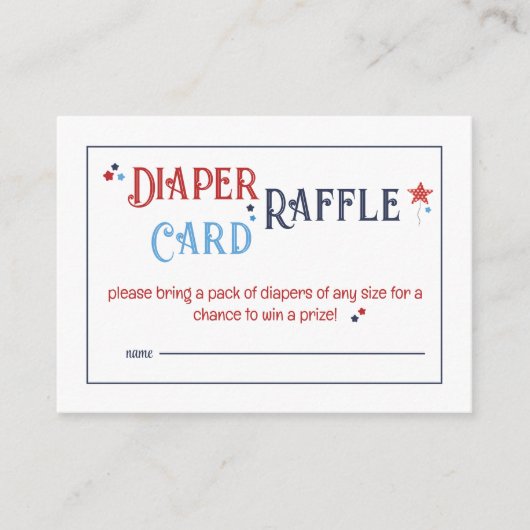 Red White and Due Diaper Raffcard Begleitkarte (Vorderseite)