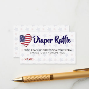 Red White and Due Diaper Raffle Baby Dusche Begleitkarte