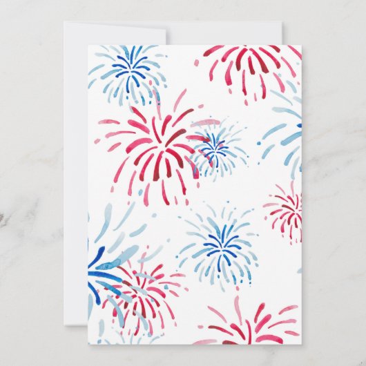 Red White and Due July 4. Baby Dusche Einladung (Rückseite)