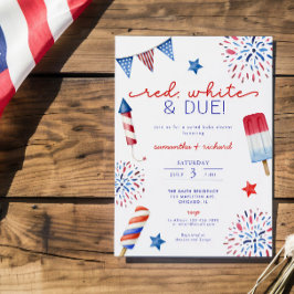 Red White and Due July 4. Baby Dusche Einladung