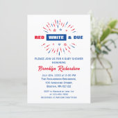 Red White and Due Patriotic 4. Juli Babydusche Einladung (Stehend Vorderseite)