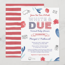 Red White and Due Patriotic Virtual Baby Dusche Einladung