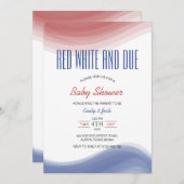 Red White and Due USA Flag Wasserfarbe Einladung (Vorne/Hinten)