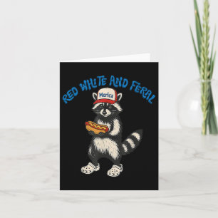 Red White and Feral Funny Funny Raccoon 4. Juli Pa Karte