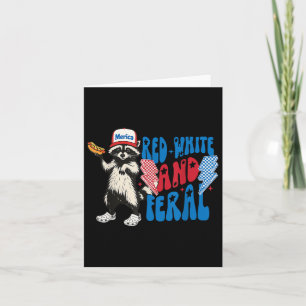 Red White and Feral Funny Funny Raccoon 4. Juli Sa Karte