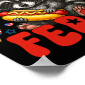 Red White and Feral Funny Funny Raccoon US 4. Juli Poster (Ecke)