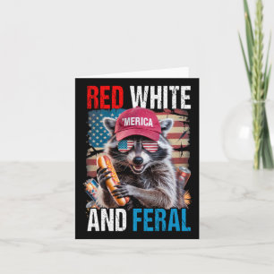 Red White and Ferry Funny Raccoon Patriotic 4. Karte