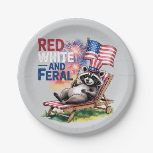 Red White and Ferry Raccoon Pappteller