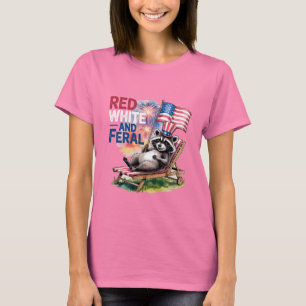 Red White and Ferry Raccoon T-Shirt